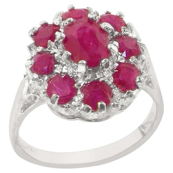 LBG 10k White Gold Real Genuine Ruby Womens Band Ring - Size 10