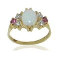 thumbnail image 1 of LBG 10k Yellow Gold Natural Opal, Pink Tourmaline & Simulated CZ Womens Ring - Size 9.75, 1 of 6