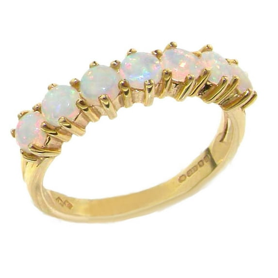LBG 10k Yellow Gold Natural Opal Womens Eternity Ring - Size 11.5