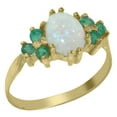 thumbnail image 1 of LBG 10k Yellow Gold Natural Opal and Emerald Womens Promise Ring - Size 5.5, 1 of 4