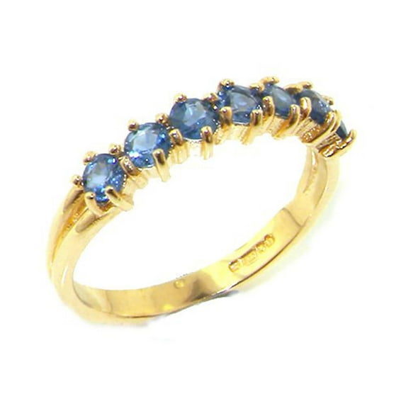 LBG 10k Yellow Gold Natural Sapphire Womans Eternity Ring - Size 8.75