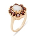 thumbnail image 1 of LBG 14K Solid English Rose Gold Ladies 9 Stone Colorful Fiery Opal & Garnet Anniversary Ring - Size 8, 1 of 4