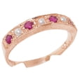 thumbnail image 1 of LBG 14k Rose Gold Cultured Pearl & Ruby Womens Eternity Ring - 10 - Sizes 4 to 12 Available, 1 of 6
