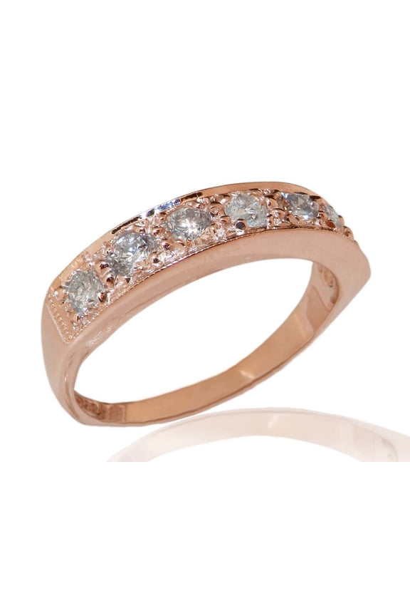 LBG 14k Rose Gold Natural Diamond Womens Eternity Ring - 5 (0.38 cttw, H-I Color, I2-I3 Clarity)