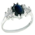 thumbnail image 1 of LBG 14k White Gold Cubic Zirconia and Natural Sapphire Womens Anniversary Ring - Size 4.25, 1 of 5