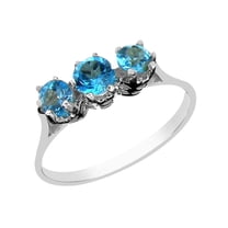 LBG 14k White Gold Natural Blue Topaz Womens Anniversary Ring - Size 10