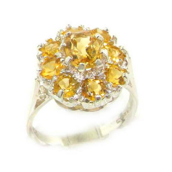LBG 14k White Gold Natural Citrine Womens Anniversary Ring - Size 8.25