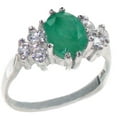 thumbnail image 1 of LBG 14k White Gold Natural Emerald and Diamond Womens Cluster Ring (0.36 cttw, H-I Color, I2-I3 Clarity), 1 of 5