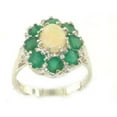 thumbnail image 1 of LBG 14k White Gold Natural Opal and Emerald Womens Promise Ring - Size 11.5, 1 of 4