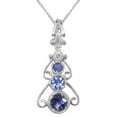 thumbnail image 1 of LBG 14k White Gold Natural Tanzanite & Cubic Zirconia Womens Bohemian Pendant & Chain - Chain length 18, 1 of 5