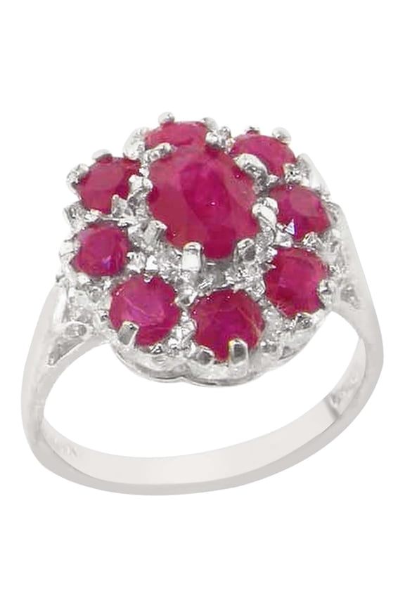 LBG 14k White Gold Real Genuine Ruby Womens Band Ring - Size 10