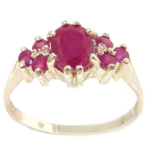 LBG 14k White Gold Real Genuine Ruby Womens Band Ring - Size 4