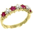 thumbnail image 1 of LBG 14k Yellow Gold Cultured Pearl & Ruby Womans Eternity Ring - Size 7.75, 1 of 1