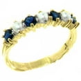 thumbnail image 1 of LBG 14k Yellow Gold Cultured Pearl & Sapphire Womans Eternity Ring - Size 6.75, 1 of 1