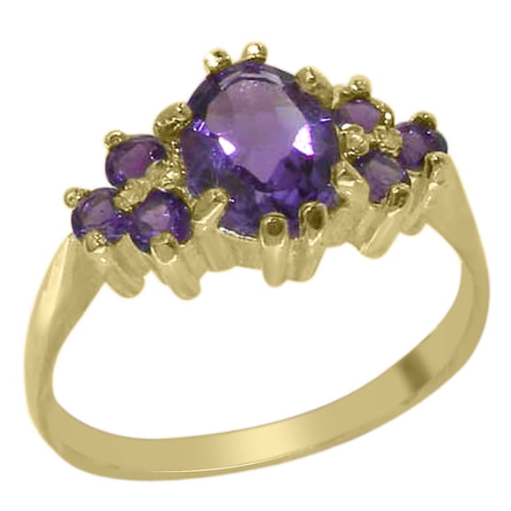 LBG 14k Yellow Gold Natural Amethyst Womens Promise Ring - Size 9.5