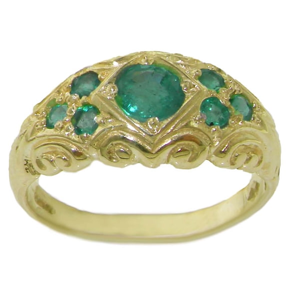 LBG 14k Yellow Gold Natural Emerald Womens Anniversary Ring - Size 10.5