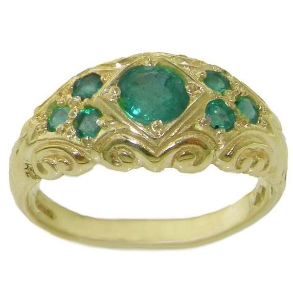 LBG 14k Yellow Gold Natural Emerald Womens Promise Ring - Size 5.5