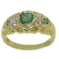 thumbnail image 1 of LBG 14k Yellow Gold Natural Emerald and Diamond Womens Band Ring (0.16 cttw, H-I Color, I2-I3 Clarity) - size 7.25, 1 of 6