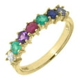thumbnail image 1 of LBG 14k Yellow Gold Natural Multi Gem and Diamond Womens "DEAREST" Eternity Ring - Size 5.5, 1 of 4