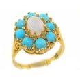 thumbnail image 1 of LBG 14k Yellow Gold Natural Opal and Turquoise Womens Cluster Ring - Size 5.75, 1 of 4