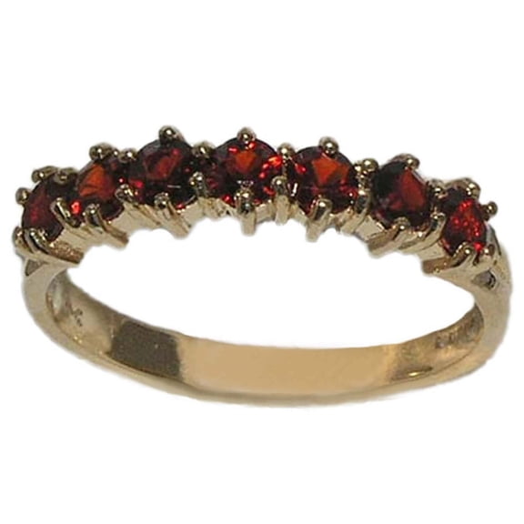 LBG 14k Yellow Gold Real Genuine Garnet Womans Eternity Band Ring - Size 10
