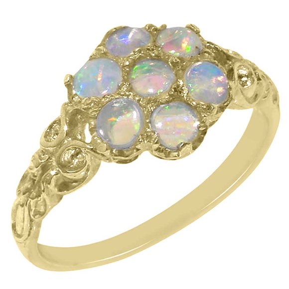 LBG 14k Yellow Gold Real Genuine Opal Womens Band Ring - Size 10