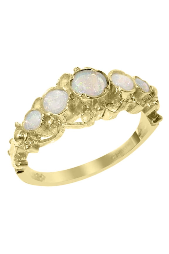 LBG 14k Yellow Gold Real Genuine Opal Womens Band Ring - Size 11