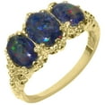 thumbnail image 1 of LBG 14k Yellow Gold Synthetic Opal Triplet Womens Trilogy Ring - Sizes 4 to 12 Available, 1 of 4