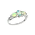 thumbnail image 1 of LBG 18K White Gold Natural Australian Opal Womens English Vintage Style Three Stone Ring - Size 10, 1 of 6