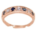 thumbnail image 1 of LBG 18k Rose Gold Natural Diamond & Sapphire Womens Eternity Ring - 7.5 (0.16 cttw, H-I Color, I2-I3 Clarity), 1 of 5