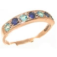 thumbnail image 1 of LBG 18k Rose Gold Natural Sapphire & Blue Topaz Womens Eternity Ring - 10.25 - Sizes 4 to 12 Available, 1 of 6