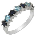 thumbnail image 1 of LBG 18k White Gold Natural Blue Topaz & Sapphire Womens Eternity Ring - Size 9.5, 1 of 6