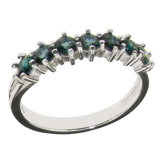 LBG 18k White Gold Natural Blue Topaz Womens Eternity Ring - Size 4.75