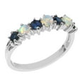 thumbnail image 1 of LBG 18k White Gold Natural Opal & Sapphire Womans Eternity Ring - Size 6.5, 1 of 3
