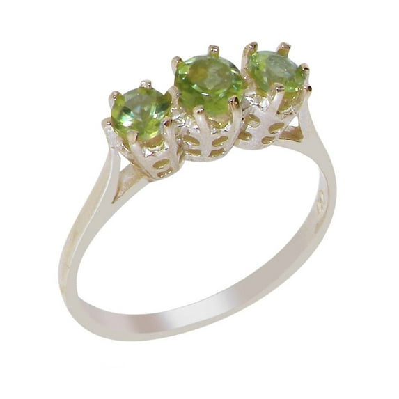 LBG 18k White Gold Natural Peridot Womens Anniversary Ring - Size 10