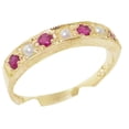 thumbnail image 1 of LBG 18k Yellow Gold Cultured Pearl and Ruby Womens Band Ring - Sizes 4 to 12 Available, 1 of 6