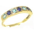 thumbnail image 1 of LBG 18k Yellow Gold Natural Sapphire and Blue Topaz Womens Band Ring - Sizes 4 to 12 Available, 1 of 6
