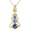 thumbnail image 1 of LBG 18k Yellow Gold Pendant & Chain with Genuine Tanzanite & Cubic Zirconia Womens Bohemian Pendant & Chain - Chain length 16, 1 of 5