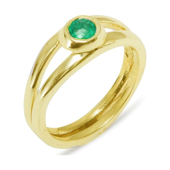 LBG 417 10k Yellow Gold Natural Emerald Womens Solitaire Band Ring - Size 10.75