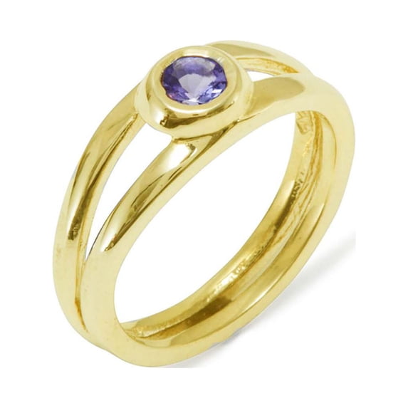 LBG 417 10k Yellow Gold Natural Tanzanite Womens Solitaire Statement Ring - Size 5.25