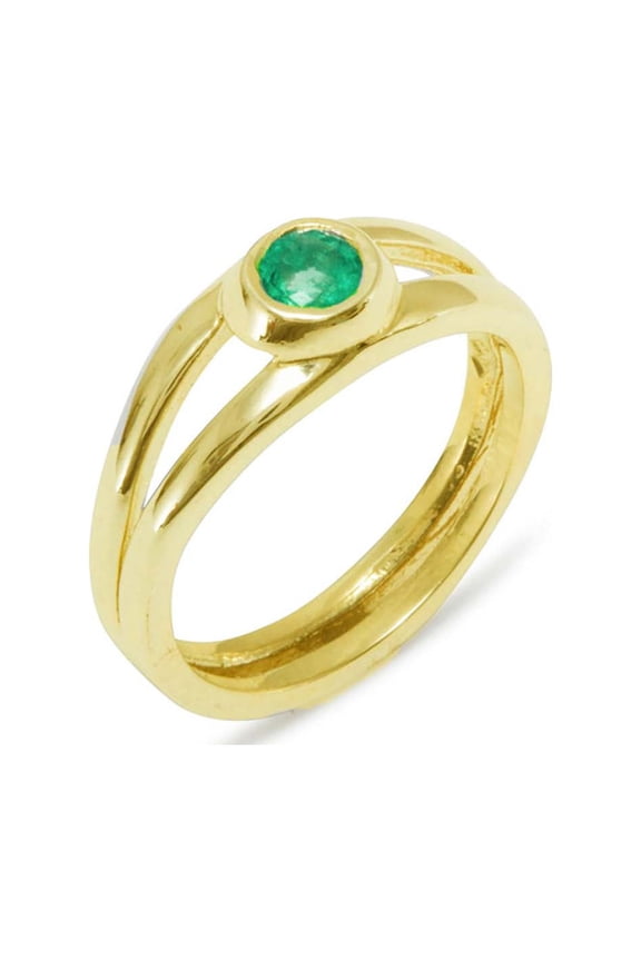 LBG 417 10k Yellow Gold Real Genuine Emerald Womens Statement Ring - Size 11