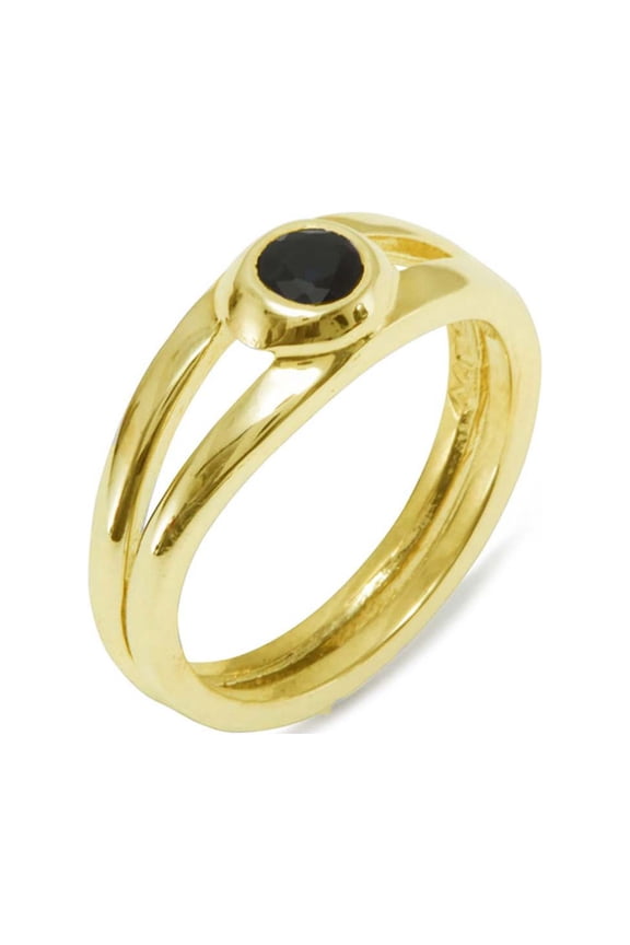 LBG 585 14k Yellow Gold Natural Sapphire Womens Solitaire Ring - Size 5