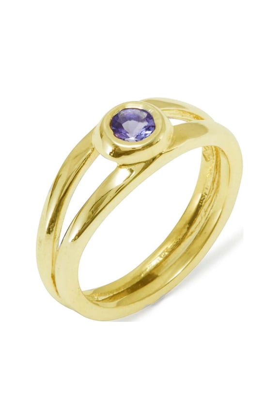 LBG 585 14k Yellow Gold Natural Tanzanite Womens Solitaire Ring - Size 5