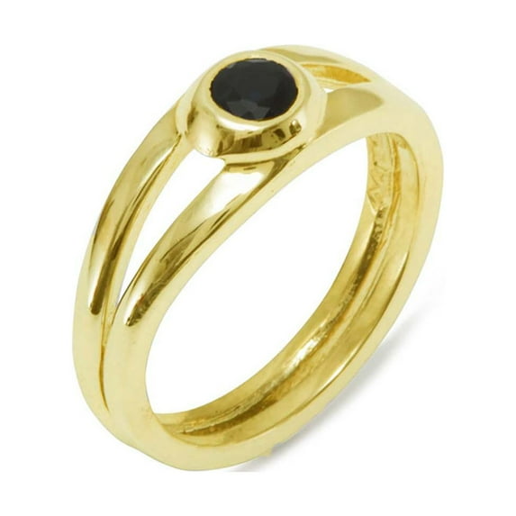 LBG 750 18k Yellow Gold Natural Sapphire Womens Solitaire Ring - Size 7.5