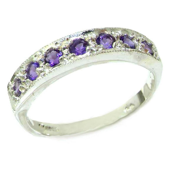 LBG 925 Sterling Silver Natural Amethyst Womens Band Ring - Sizes 4 to 12 Available