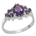 thumbnail image 1 of LBG 925 Sterling Silver Natural Amethyst Womens Cluster Ring - Size 10.75, 1 of 5
