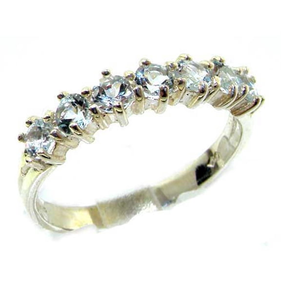LBG 925 Sterling Silver Natural Aquamarine Womans Eternity Ring - Size 9.25