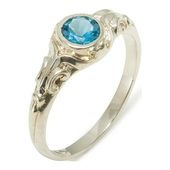 LBG 925 Sterling Silver Natural Blue Topaz Womens Promise Ring - Size 6.5