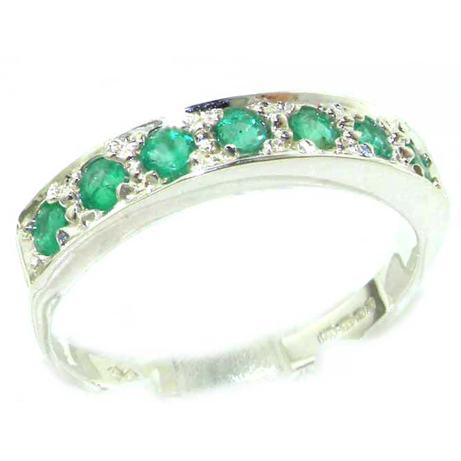 LBG 925 Sterling Silver Natural Emerald Womens Band Ring - Sizes 4 to ...
