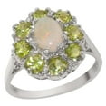 thumbnail image 1 of LBG 925 Sterling Silver Natural Opal and Peridot Womens Promise Ring - Size 6.5, 1 of 4